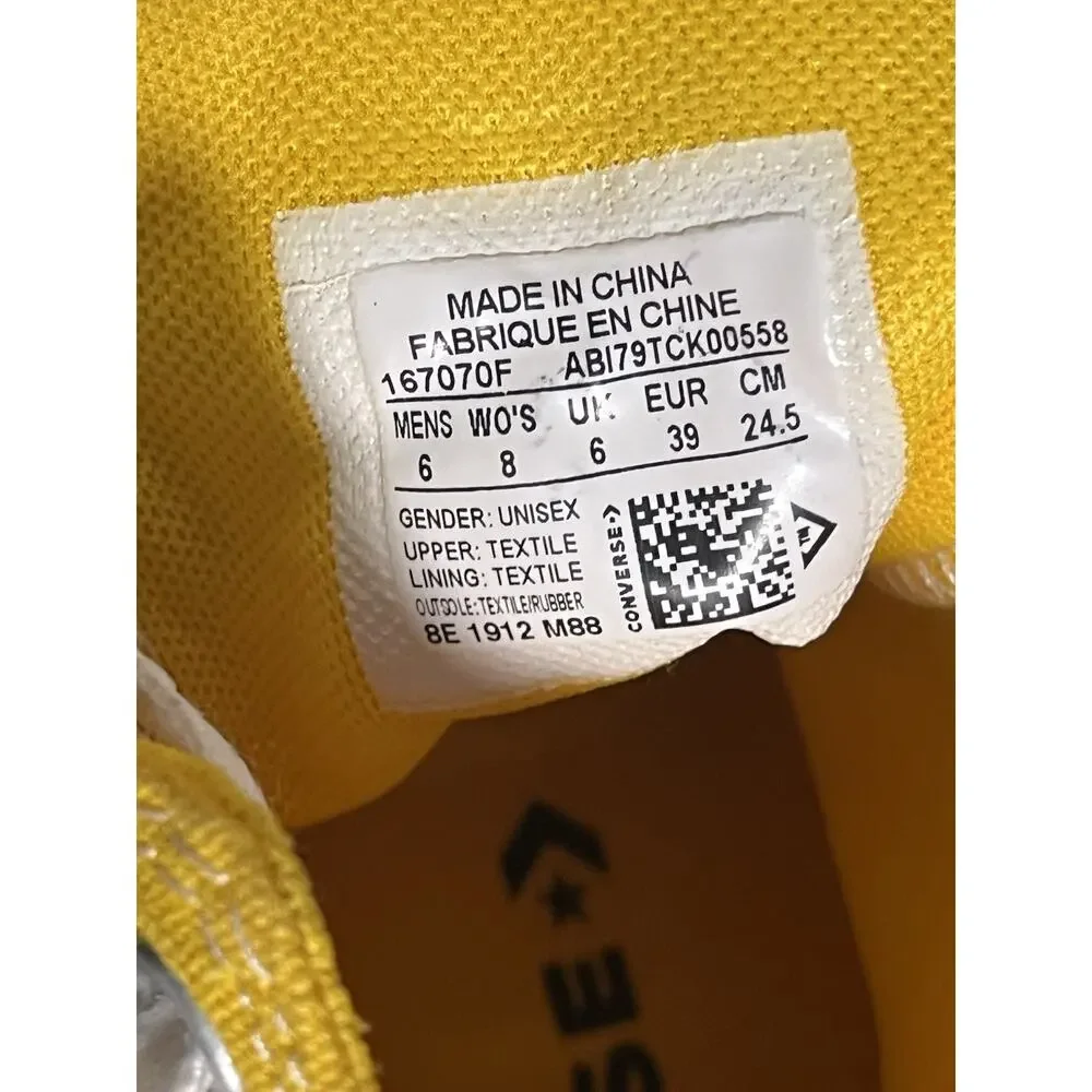 RARE Converse Chuck Taylor All Star Smiley High Top Yellow M6 W8 167070F